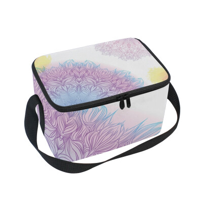 

ALAZA Insulated Lunch Box Pink And Blue Mandala Lunch Bag for Men Women Portable Tote Bag Cooler Bag