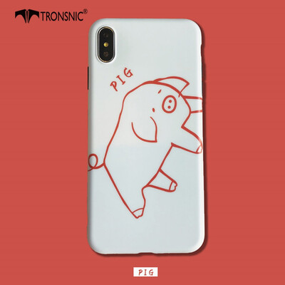

TRONSNIC Cute Cartoon Pig Phone Case for iPhone  MAX Soft Matte White Lines Funny Case Cover Hot