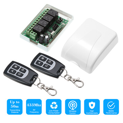 

433Mhz DC 12V 4CH Universal 10A Relay Wireless Remote Control Switch Receiver Module&5PCS 4 Key RF 433 Mhz Transmitter Remote