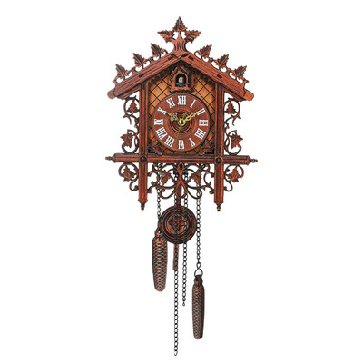 

1 Pcs Retro Vintage Wood Cuckoo Wall Clock Hanging Handcraft for Living Room Home Restaurant Cafe Hotel Decor Chic Swing