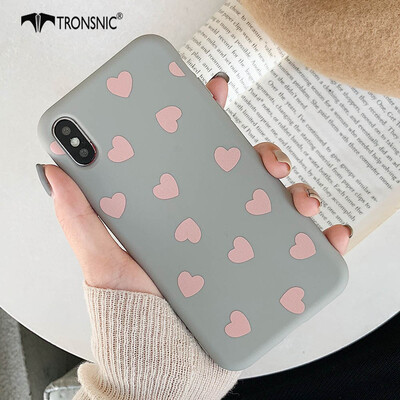 

TRONSNIC Love Phone Case for iPhone X XS Matte Heart Cases for iPhone 6S 6 7 8 Plus Brown Gray Soft Luxury Covers Fashion