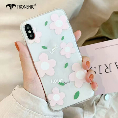 

TRONSNIC Flowers Love Phone Case for iPhone 7 8 Plus Relief Soft TPU Case Transparent Covers Fashion