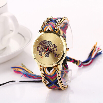 

Automatic Mechanical Ethnic-style Man Woman Quartz Knit Elephant Watch Plush Band