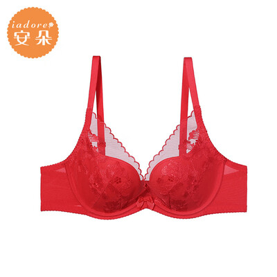 

An Lifangs Anduo embroidery mesh underwear deep V gathers on the bra bra bra HB0165U red RED 80A