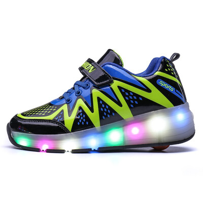 

2018 Children Heelys LED light sneakers with One two wheel boys Girls roller skate casual shoe with roller kids girl Sport shoes