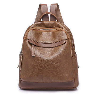

NovelTeez Backpack female 2018 new Korean version of the trend pu soft leather fashion wild simple college wind leisure travel bac