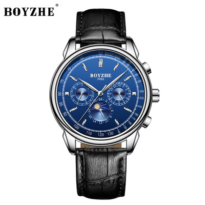 

BOYZHE WL008 Watch Brand Waterproof Business Full-automatic Mechanical Men Leather Wrist Watch with Gift Box