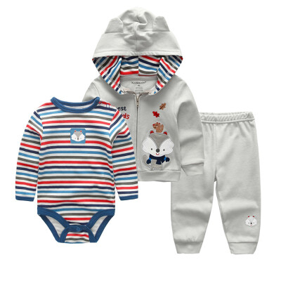 

6Months 9Months Clothing Sets BodysuitsPantsCoat Babywear Baby Girls Clothes Stripe Outwear Baby Boys Clothes Roupa de bebe