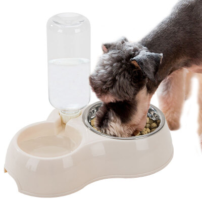 

Hippie dog cat bowl cat bowl dog bowl dog bowl feeding pot rice bowl drinking basin automatic water dispenser pet dog drinking water stainless steel double bowl large dog cat supplies beige trumpet