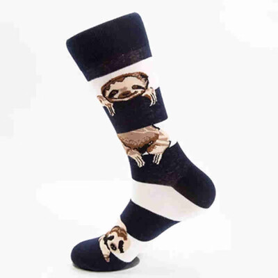 

Aa-Shop 1 Pair Men Women Sloth Cartoon Cotton Mid Tube Stripe Socks