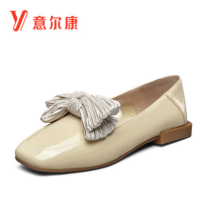

Yierkang fashion British square head flat bow wild ins student shoes 9162GB21065W apricot 39