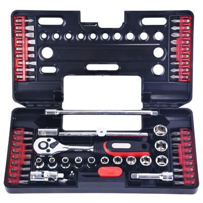 

Takamatsu takama 57-piece batch head sleeve set 14 ratchet wrench set multi-function auto maintenance machine repair vehicle tool set toolbox 702057
