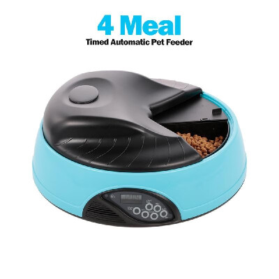 

Automatic Pet Feeder Timer Dog Food Dispenser Water Food Bowl for Cats&Dogs 4 Meal Voice Recorder Time Programmable