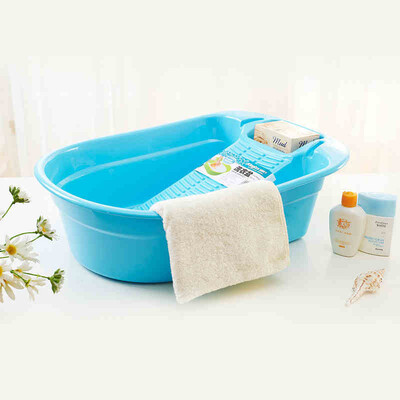 

Bingyou laundry basin washboard basin plastic belt washboard thickening baby washboard wash basin large washbasin student basin