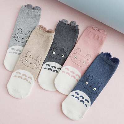 

Ladies cartoon socks cotton Japanese cute animal pattern in stockings 5 pairs