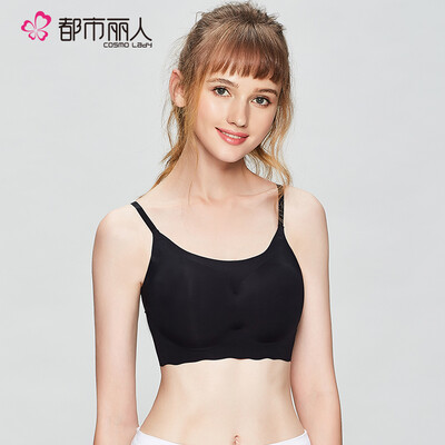 

Urban beauty underwear female 2019 new smooth sexy bra in thin cup comfortable no steel ring one-piece tube top sports sleep bra 2V9301 black