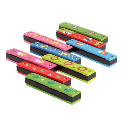 

Tremolo Harmonica 16 Holes Kids Musical Instrument Educational Toy Wooden Cover