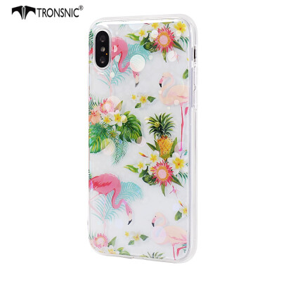 

Tronsnic Flamingo Flowers Phone Case for iPhone X  Shiny Laser Soft Cases for Transparent Covers