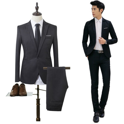 

Mens Suits Business Male Slim Fit Blazer Bestman Groomsman Suits Formal Outfit One Button Jacket Pants 2Pieces