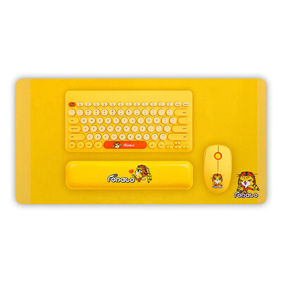 

Fudehu eight rabbit LK586 wireless mute keyboard&mouse set with desktop mouse pad hand support mobile office cartoon mouse&keyboard set ultra-thin portable adjustable bracket orange