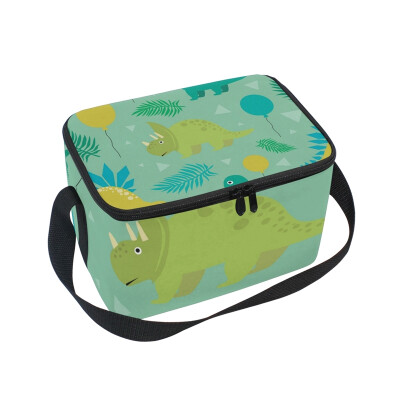 

ALAZA Lunch Box Insulated Jungle And Dinosaurs Lunch Bag Large Cooler Tote Bagfor Men Women