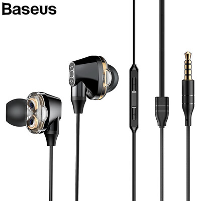 

Baseus H10 Dual Dynamic Driver Wired Earphone 35mm Jack Earpiece With Mic kulakl k Fone De Ouvido For Mobile Phone MP3 Pad