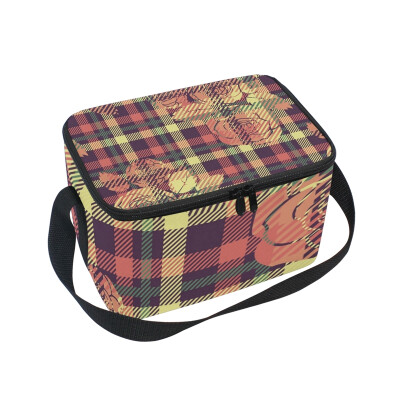 

ALAZA Insulated Lunch Box Lattice Flower Red Lunch Bag for Men Women Portable Tote Bag Cooler Bag