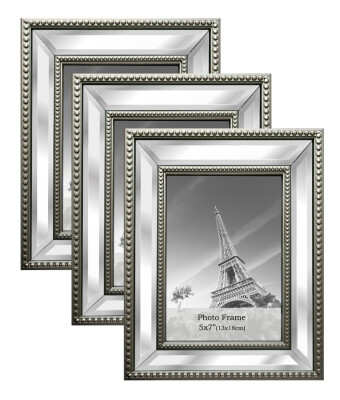 

Meetart 5x7 FraMirror Pictureme for Wall Decor or Tabletop champagne bead silver mirror 3 Pack photo frame