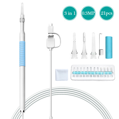 

LED 3 in 1 HD 720P Otoscope Ear Camera Scope Earwax Removal Kit Ear Wax Remover Cleaning Tool USB Inspection Camera Endoscope for