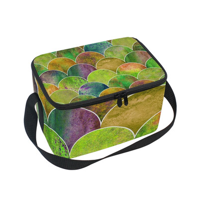 

ALAZA Lunch Box Insulated Lunch Bag Large Cooler Fish Scale Wave Japanese Tote Bag