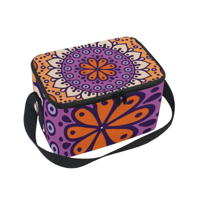 

ALAZA Insulated Lunch Box Art Flower Pattern Lunch Bag for Men Women Portable Tote Bag Cooler Bag