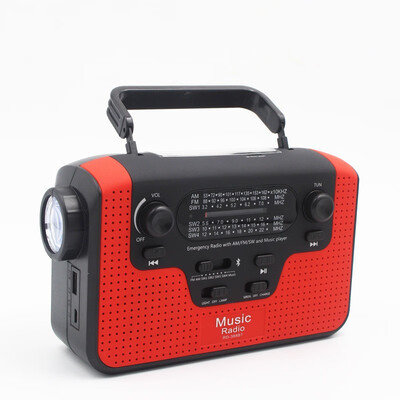 

Portable AM FM Radio LED Light Flashlight Bluetooth Speaker Mobile Phone Bank Solar Hand Power Generation TF Card USB MP3 Player