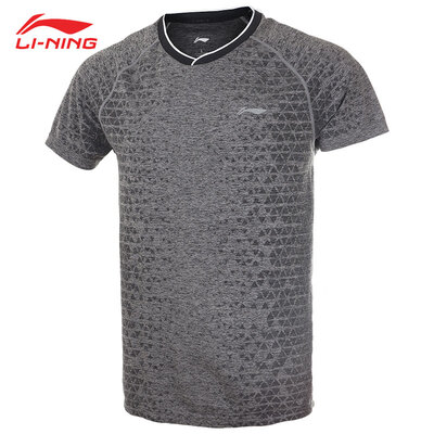 

Li Ning LI-NING new all-in-one woven sports short-sleeved shirt T-shirt mens badminton competition clothes sweat-absorbent&quick-drying AAYP057-2 light gray 2XL code 185