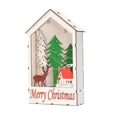

Hanging Wood Chalet With LED Light Christmas Decorative Hotel Bar Cafe House Christmas Tree Decoration Festival Xmas Ornaments Cit