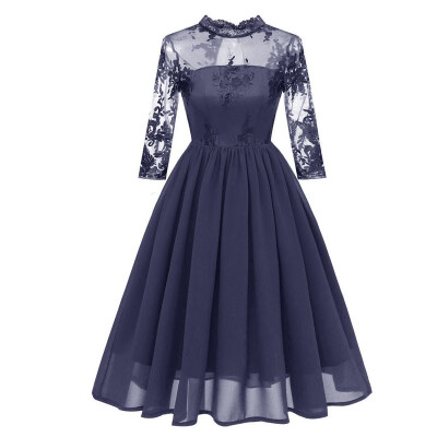 

2019 Fashion Luxury Women Applique Dresses Elegant O-Neck Female Party Prom Dress Ball Gown