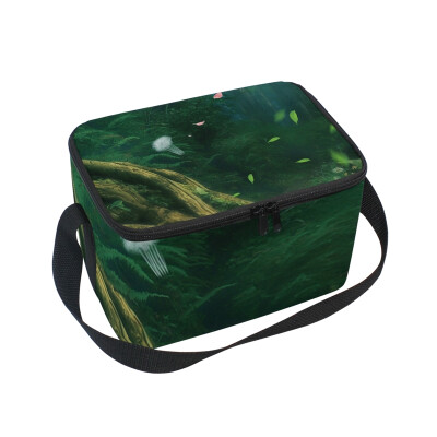 

ALAZA Insulated Lunch Box Jungle Painting Lunch Bag for Men Women Portable Tote Bag Cooler Bag