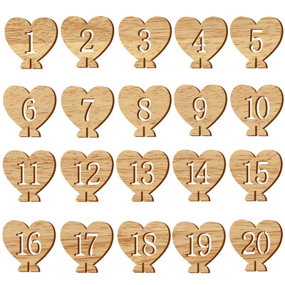 

20pcs 1-20 Wooden Wedding Table Number Holders with Base for Reception&Tables Decorations Style 3