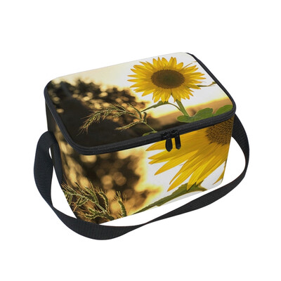 

ALAZA Lunch Box Insulated Sunflower Pattern Lunch Bag Large Cooler Tote Bagfor Men Women
