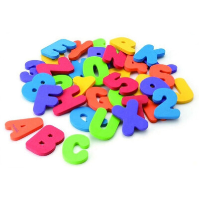 

36Pcs Baby Bath Toys Set Letters & Number Pieces Floating Stick-on Tile Walls Educational Toys Safe EVA Foam BPA Free