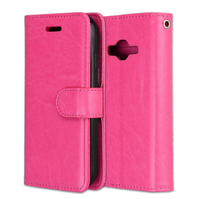

MOONCASE Samsung Galaxy J1 mini prime 3 card photo frame leather - rose red