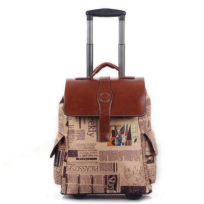 

Fashion Oxford Men Rolling Backpack Spinner Travel Bag Suitcases 2 Wheel Trolley Business Carry Women School Bags Luggage Trunk