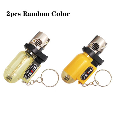 

2pcs Cigarette Accessories Pendant Torch Cigar Lighter Refillable Windproof Cylindrical Shape Butane Gas Lighters Transparent with