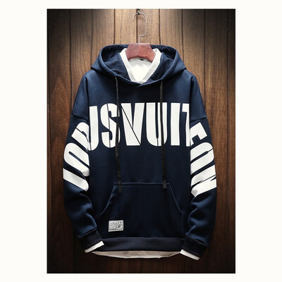 

Tide brand port wind sweater men 2018 autumn&winter new English printing mens youth wild hooded hooded sweater