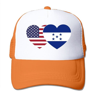 

Fdreattyuny Honduras USA Flag Twin Heart Fashion Baseball Cap for Men&Women Adjustable Mesh Trucker Hat
