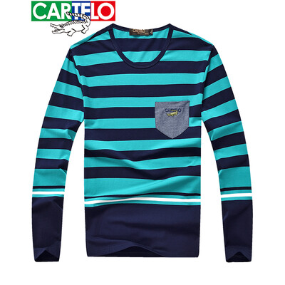 

Cartier crocodile CARTELO long-sleeved T-shirt mens cotton 2019 spring new fashion casual mens loose round neck t-shirt lake green 3XL