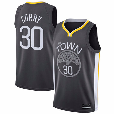 

2019 New Mens Golden State Warriors 30 Stephen Curry Blue Black Yellow White Basketball Jersey Size S-XXL