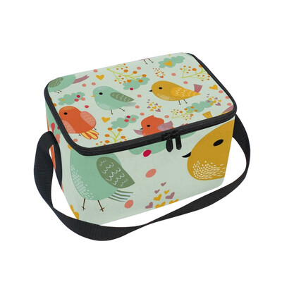 

ALAZA Insulated Lunch Box Cute Bird Lunch Bag for Men Women Portable Tote Bag Cooler Bag