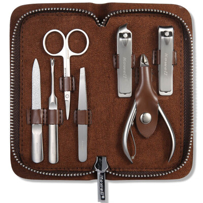 Korea Kowell Han Kewei nail clipper import stainless steel nail clippers personal care repair capacity combination 7 piece set KE706 brown