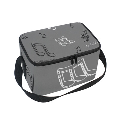 

ALAZA Insulated Lunch Box Gray Musci Lunch Bag for Men Women Portable Tote Bag Cooler Bag