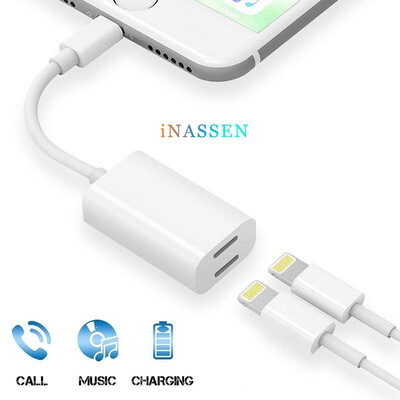 

iNassen 2 in 1 Adapter Headphone Jack&Charger Adapter for iPhone X 8 7 6 Plus Converter AUX Female Audio&Charging Cable